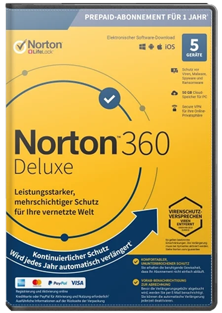 Norton 360 Deluxe 2026 (1 Jahr / 5 Geräte)